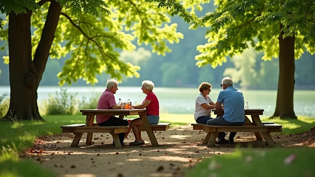 Pikniková zóna s lavičkami u Vranovské přehrady